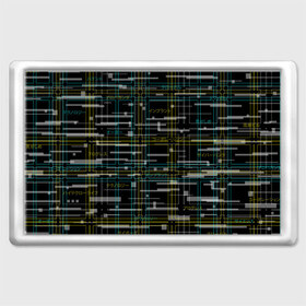 Магнит 45*70 с принтом Cyberpunk Tartan в Курске, Пластик | Размер: 78*52 мм; Размер печати: 70*45 | cyberpunk | glitch | глитч | киберпанк | клетка | матрица | узор | футуристичный | шотландка