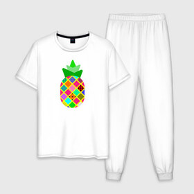 Мужская пижама хлопок с принтом Pineapple в Курске, 100% хлопок | брюки и футболка прямого кроя, без карманов, на брюках мягкая резинка на поясе и по низу штанин
 | pineapple | tropical fruit | ананас | тропический фрукт