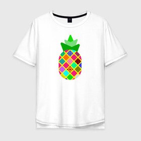 Мужская футболка хлопок Oversize с принтом Pineapple в Курске, 100% хлопок | свободный крой, круглый ворот, “спинка” длиннее передней части | pineapple | tropical fruit | ананас | тропический фрукт