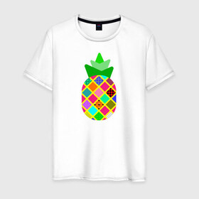Мужская футболка хлопок с принтом Pineapple в Курске, 100% хлопок | прямой крой, круглый вырез горловины, длина до линии бедер, слегка спущенное плечо. | pineapple | tropical fruit | ананас | тропический фрукт