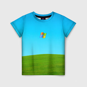 Детская футболка 3D с принтом Windows XP в Курске, 100% гипоаллергенный полиэфир | прямой крой, круглый вырез горловины, длина до линии бедер, чуть спущенное плечо, ткань немного тянется | win | windows | xp | вин | икспи | хп