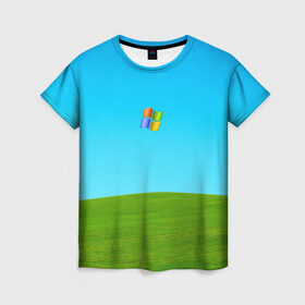 Женская футболка 3D с принтом Windows XP в Курске, 100% полиэфир ( синтетическое хлопкоподобное полотно) | прямой крой, круглый вырез горловины, длина до линии бедер | win | windows | xp | вин | икспи | хп