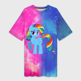 Платье-футболка 3D с принтом Радуга Дэш в Курске,  |  | baby | girl | horse | kawaii | luna | my little pony | princess | rainbow | rainbow dash | девочкам | девочки | детям | единорог | животные | кавайный | конь | лошадь | луна | малыш | облака | пегас | пинки пай | пони | радуга дэш