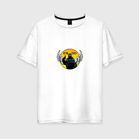 Женская футболка хлопок Oversize с принтом Counter Terrorist angel в Курске, 100% хлопок | свободный крой, круглый ворот, спущенный рукав, длина до линии бедер
 | counter strike | cs go | game | ангел | военный | игра | крылья | кс го | солдат | спецназ