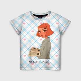 Детская футболка 3D с принтом Queens Gambit Ход Королевы в Курске, 100% гипоаллергенный полиэфир | прямой крой, круглый вырез горловины, длина до линии бедер, чуть спущенное плечо, ткань немного тянется | 