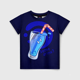 Детская футболка 3D с принтом Slime drink в Курске, 100% гипоаллергенный полиэфир | прямой крой, круглый вырез горловины, длина до линии бедер, чуть спущенное плечо, ткань немного тянется | drink | genshin | genshin impact | slime | геншин | геншин импакт | гидро | коктейл | слайм