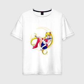 Женская футболка хлопок Oversize с принтом Sailor Moon в Курске, 100% хлопок | свободный крой, круглый ворот, спущенный рукав, длина до линии бедер
 | anime | manga | sailor moon | аниме | манга | сейлор мун | сейлормун