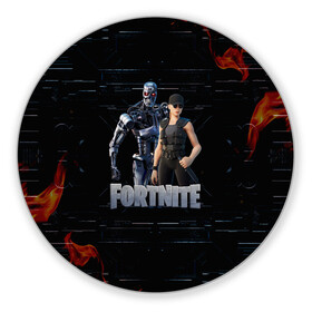 Коврик для мышки круглый с принтом Fortnite - Terminator в Курске, резина и полиэстер | круглая форма, изображение наносится на всю лицевую часть | chapter 2 | fortnite | fortnite 3 | fortnite terminator | sarah connor and terminator 800 | t 800 | t 800 fortnite | сара коннор | скин t 800 | скин терминатора | терминатор | терминатор т 800 | фортнайт | фортнайт глава 2 | фортнайт тер