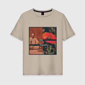 Женская футболка хлопок Oversize с принтом СRIMSON flower в Курске, 100% хлопок | свободный крой, круглый ворот, спущенный рукав, длина до линии бедер
 | 