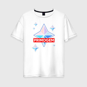 Женская футболка хлопок Oversize с принтом PRIMOGEM в Курске, 100% хлопок | свободный крой, круглый ворот, спущенный рукав, длина до линии бедер
 | 