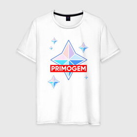 Мужская футболка хлопок с принтом PRIMOGEM в Курске, 100% хлопок | прямой крой, круглый вырез горловины, длина до линии бедер, слегка спущенное плечо. | 