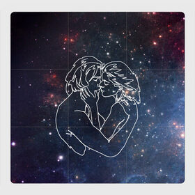 Магнитный плакат 3Х3 с принтом Ты мой космос в Курске, Полимерный материал с магнитным слоем | 9 деталей размером 9*9 см | Тематика изображения на принте: 14 февраля | space | влюблённые | девушка | космос | линии | любовь | отношения | парень | поцелуй | романтика