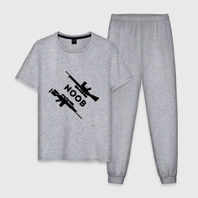 Мужская пижама хлопок с принтом CS GO NOOB (+спина) (Z) в Курске, 100% хлопок | брюки и футболка прямого кроя, без карманов, на брюках мягкая резинка на поясе и по низу штанин
 | 