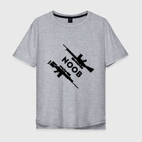 Мужская футболка хлопок Oversize с принтом CS GO NOOB (+спина) (Z) в Курске, 100% хлопок | свободный крой, круглый ворот, “спинка” длиннее передней части | 