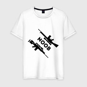 Мужская футболка хлопок с принтом CS GO NOOB (+спина) (Z) в Курске, 100% хлопок | прямой крой, круглый вырез горловины, длина до линии бедер, слегка спущенное плечо. | 
