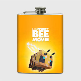Фляга с принтом Minecraft bee movie в Курске, металлический корпус | емкость 0,22 л, размер 125 х 94 мм. Виниловая наклейка запечатывается полностью | 
