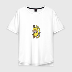 Мужская футболка хлопок Oversize с принтом Banana Cat в Курске, 100% хлопок | свободный крой, круглый ворот, “спинка” длиннее передней части | Тематика изображения на принте: 