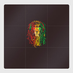 Магнитный плакат 3Х3 с принтом Bob lion в Курске, Полимерный материал с магнитным слоем | 9 деталей размером 9*9 см | bob_marley | dreadlocks | hippie | jamaica | lion | reggae | боб марли | дреды | регги | хиппи | ямайка