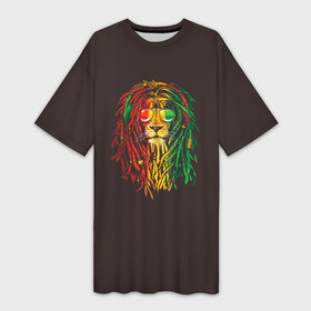 Платье-футболка 3D с принтом Bob lion в Курске,  |  | bob_marley | dreadlocks | hippie | jamaica | lion | reggae | боб марли | дреды | регги | хиппи | ямайка
