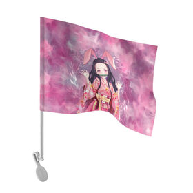 Флаг для автомобиля с принтом Незуко Камадо в Курске, 100% полиэстер | Размер: 30*21 см | demon slayer | kamado | kimetsu no aiba | nezuko | камадо | клинок | незуко | рассекающий демонов