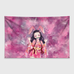 Флаг-баннер с принтом Незуко Камадо в Курске, 100% полиэстер | размер 67 х 109 см, плотность ткани — 95 г/м2; по краям флага есть четыре люверса для крепления | demon slayer | kamado | kimetsu no aiba | nezuko | камадо | клинок | незуко | рассекающий демонов