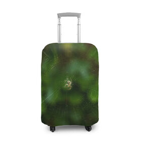 Чехол для чемодана 3D с принтом Паучок в Курске, 86% полиэфир, 14% спандекс | двустороннее нанесение принта, прорези для ручек и колес | spider | web | зелень | лес | макро | паук | паутина | природа