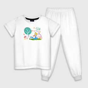 Детская пижама хлопок с принтом Alice in Wonderland в Курске, 100% хлопок |  брюки и футболка прямого кроя, без карманов, на брюках мягкая резинка на поясе и по низу штанин
 | alice | alice in wonderland | vdosadir | алиса | алиса в стране чудес