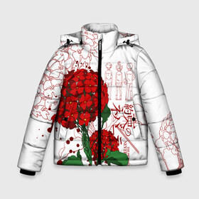 Зимняя куртка для мальчиков 3D с принтом Обещанный Неверленд в Курске, ткань верха — 100% полиэстер; подклад — 100% полиэстер, утеплитель — 100% полиэстер | длина ниже бедра, удлиненная спинка, воротник стойка и отстегивающийся капюшон. Есть боковые карманы с листочкой на кнопках, утяжки по низу изделия и внутренний карман на молнии. 

Предусмотрены светоотражающий принт на спинке, радужный светоотражающий элемент на пуллере молнии и на резинке для утяжки | Тематика изображения на принте: anime | the promised neverland | аниме | вида | манга | норман | обещанная страна грёз | обещанный неверленд | рэй | цветы | эмма