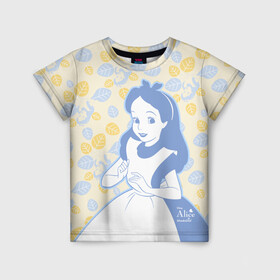 Детская футболка 3D с принтом Алиса в Курске, 100% гипоаллергенный полиэфир | прямой крой, круглый вырез горловины, длина до линии бедер, чуть спущенное плечо, ткань немного тянется | alice | alice in wonderland | vdosadir | алиса | алиса в стране чудес