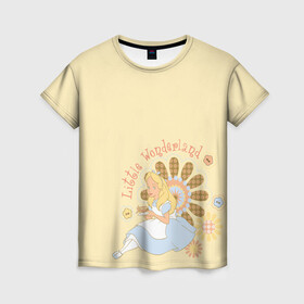 Женская футболка 3D с принтом Little Wonderland в Курске, 100% полиэфир ( синтетическое хлопкоподобное полотно) | прямой крой, круглый вырез горловины, длина до линии бедер | alice | alice in wonderland | vdosadir | алиса | алиса в стране чудес