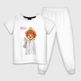 Детская пижама хлопок с принтом Обещанный Неверленд в Курске, 100% хлопок |  брюки и футболка прямого кроя, без карманов, на брюках мягкая резинка на поясе и по низу штанин
 | Тематика изображения на принте: yakusoku no neverland | аниме | аниме персонаж | анимесериал | грейс филд | норман | обещанная страна грёз | обещанный неверленд | эмма