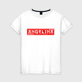 Женская футболка хлопок с принтом Ангелина/Angelina в Курске, 100% хлопок | прямой крой, круглый вырез горловины, длина до линии бедер, слегка спущенное плечо | angelina | name | names | ангелина | имена | имя