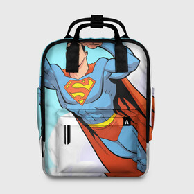 Женский рюкзак 3D с принтом SuperMan DC в Курске, 100% полиэстер | лямки с регулируемой длиной, сверху ручки, чтобы рюкзак нести как сумку. Основное отделение закрывается на молнию, как и внешний карман. Внутри два дополнительных кармана, один из которых закрывается на молнию. По бокам два дополнительных кармашка, куда поместится маленькая бутылочка
 | comics | dc | superman | комиксы | супермен