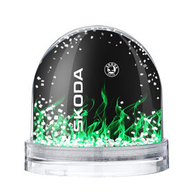 Снежный шар с принтом SKODA в Курске, Пластик | Изображение внутри шара печатается на глянцевой фотобумаге с двух сторон | auto | fire | green | logo | skoda | vag | авто | ваг | водителям | зеленый | логотип | машины | огонь | шкода