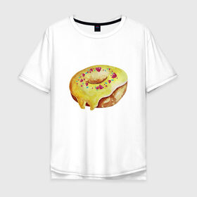 Мужская футболка хлопок Oversize с принтом Пончитос в Курске, 100% хлопок | свободный крой, круглый ворот, “спинка” длиннее передней части | глазурь | пончик | посыпка | сладости