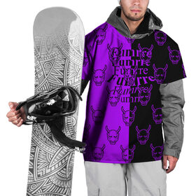 Накидка на куртку 3D с принтом DEMON BLACK/PURPLE в Курске, 100% полиэстер |  | fashion | fire | game | hip hop | rap | street style | top | игра | мода | огонь | рэп | топ | уличный стиль | хип хоп