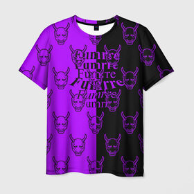 Мужская футболка 3D с принтом DEMON BLACK PURPLE в Курске, 100% полиэфир | прямой крой, круглый вырез горловины, длина до линии бедер | fashion | fire | game | hip hop | rap | street style | top | игра | мода | огонь | рэп | топ | уличный стиль | хип хоп