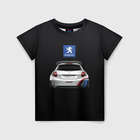 Детская футболка 3D с принтом Peugeot sport в Курске, 100% гипоаллергенный полиэфир | прямой крой, круглый вырез горловины, длина до линии бедер, чуть спущенное плечо, ткань немного тянется | Тематика изображения на принте: auto | emotion | motion | peugeot | sport | авто | лого | логотип | пежо | пижо | спорт