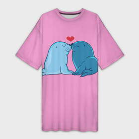 Платье-футболка 3D с принтом Любовь в Курске,  |  | 14 февраля | hello kitty | i love you | love is | валентин | день святого | животные | игрушка | иероглифы | любовь | мишка | надпись | наука | парные | подушки | поцелуй | сердце | текст | тюлени | химия | я тебя люблю