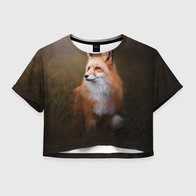 Женская футболка Crop-top 3D с принтом Лиса-охотница в Курске, 100% полиэстер | круглая горловина, длина футболки до линии талии, рукава с отворотами | fox | foxy | животное | звери | лиса | лисенок | лисичка | милая | рыжая | фокс