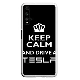 Чехол для Honor 20 с принтом Drive a Tesla! в Курске, Силикон | Область печати: задняя сторона чехла, без боковых панелей | auto | model s | sport | tesla | авто | автомобиль | водитель | гонки | гонщик | король | корона | крутая | крутой | купить | лого | логотип | маск | машина | модель | спорт | тачка | тесла | тесло | электромобиль