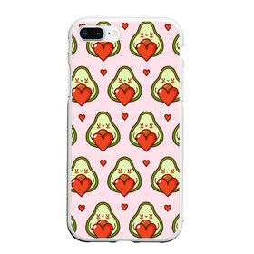 Чехол для iPhone 7Plus/8 Plus матовый с принтом Love Avocado в Курске, Силикон | Область печати: задняя сторона чехла, без боковых панелей | 14 февраля | love | авокадо | вкусняшка | день святого валентина | еда | любовь | паттерн | сердечко