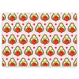 Поздравительная открытка с принтом Love Avocado в Курске, 100% бумага | плотность бумаги 280 г/м2, матовая, на обратной стороне линовка и место для марки
 | 14 февраля | love | авокадо | вкусняшка | день святого валентина | еда | любовь | паттерн | сердечко
