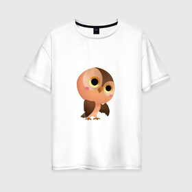 Женская футболка хлопок Oversize с принтом Совушка в Курске, 100% хлопок | свободный крой, круглый ворот, спущенный рукав, длина до линии бедер
 | детское | парные | птицы | сова