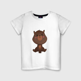 Детская футболка хлопок с принтом Медвежонок в Курске, 100% хлопок | круглый вырез горловины, полуприлегающий силуэт, длина до линии бедер | Тематика изображения на принте: косолапый | медведь | мишка | мишутка | парные