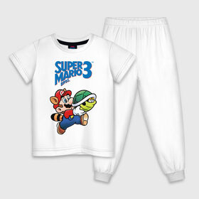Детская пижама хлопок с принтом Smb3 в Курске, 100% хлопок |  брюки и футболка прямого кроя, без карманов, на брюках мягкая резинка на поясе и по низу штанин
 | 16 bit | 16 бит | gumbo | nintendo | super mario | марио