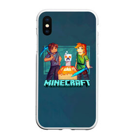 Чехол для iPhone XS Max матовый с принтом Minecraft в Курске, Силикон | Область печати: задняя сторона чехла, без боковых панелей | minecraft | алекс | белый | блоки | ведьма | взрывчатка | визера | волк | гаст | добывать | дракон | зеленый куб | зомби | игра | крафт | крипер | кубики | лошадка | майн | майнкрафт | манкрафт | овечка | оцелот