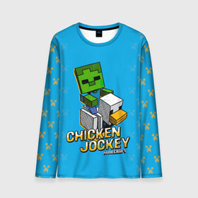 Мужской лонгслив 3D с принтом Minecraft CHICKEN JOCKEY в Курске, 100% полиэстер | длинные рукава, круглый вырез горловины, полуприлегающий силуэт | minecraft | алекс | белый | блоки | ведьма | взрывчатка | визера | волк | гаст | добывать | дракон | зеленый куб | зомби | игра | крафт | крипер | кубики | лошадка | майн | майнкрафт | манкрафт | овечка | оцелот