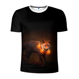 Мужская футболка 3D спортивная с принтом Dark fox в Курске, 100% полиэстер с улучшенными характеристиками | приталенный силуэт, круглая горловина, широкие плечи, сужается к линии бедра | Тематика изображения на принте: fox | foxy | животное | звери | лиса | лисенок | лисичка | милая | рыжая | фокс