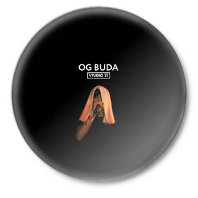 Значок с принтом OG Buda в Курске,  металл | круглая форма, металлическая застежка в виде булавки | melon music | og buda | опг сити | русский рэп | рэп | тюмень | хип хоп